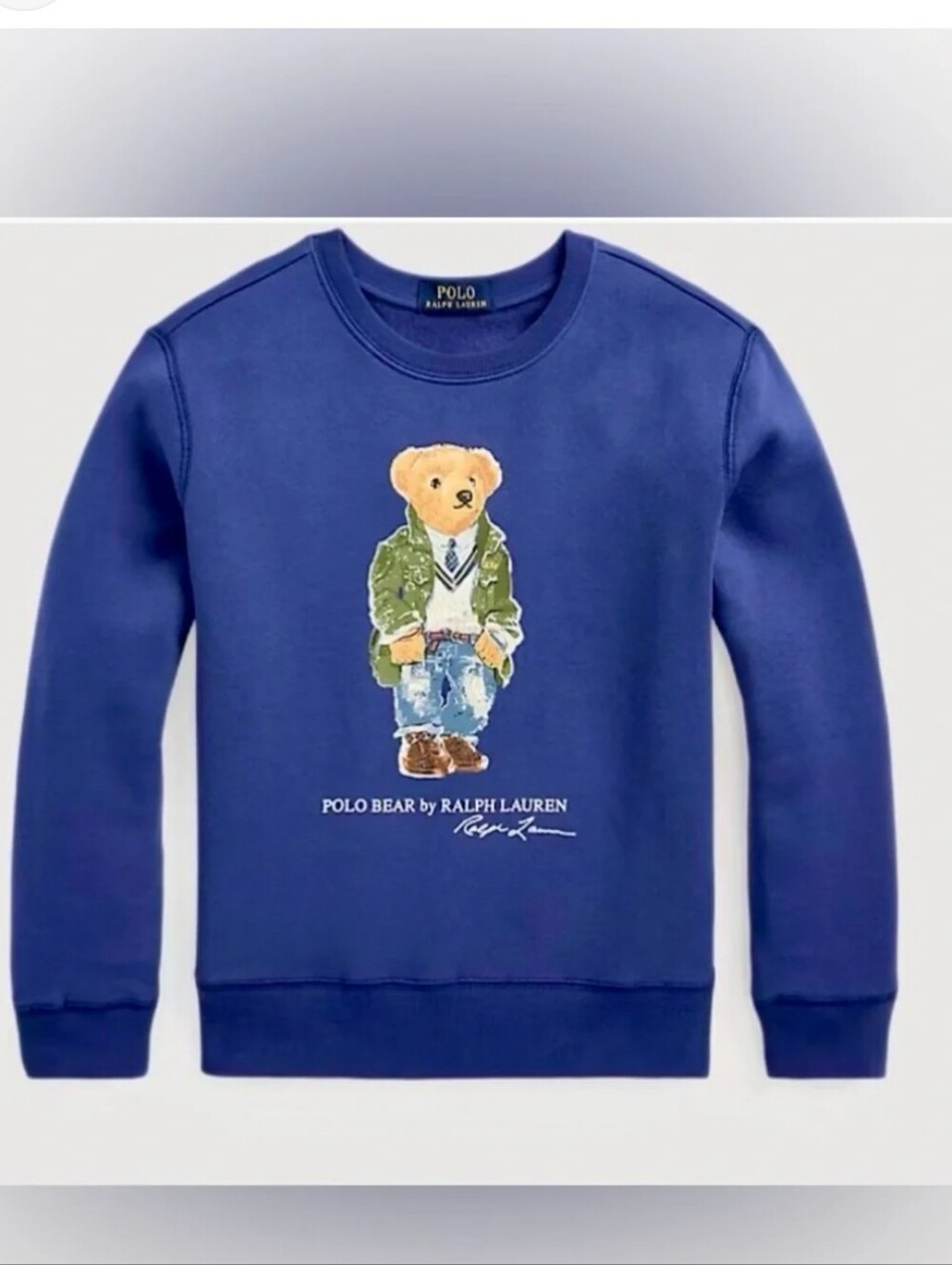 Polo by Ralph Lauren Royal Blue Bear Crewneck Sweatshirt Size Small 8